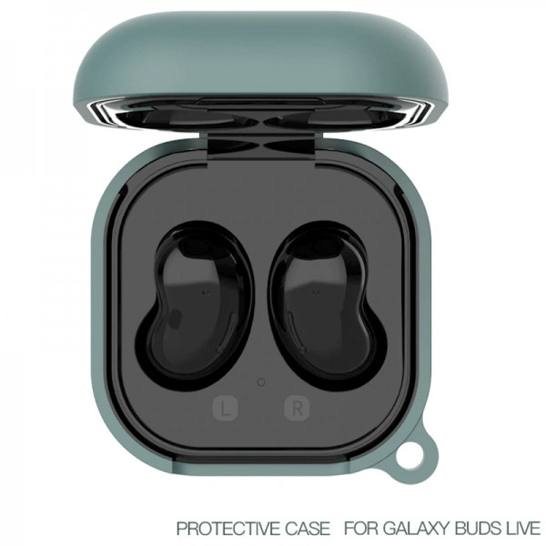 Set 2 huse de protectie pentru casti Samsung Galaxy Buds Live, din silicon si carlige de prindere, negru, verde - 3 | YEO