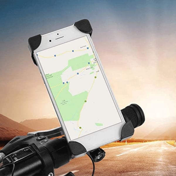 Suport telefon universal, cu claxon, fixare pe ghidon si rotire 360 grade, pentru trotineta / bicicleta/ carut/ motocicleta, negru - 1 | YEO