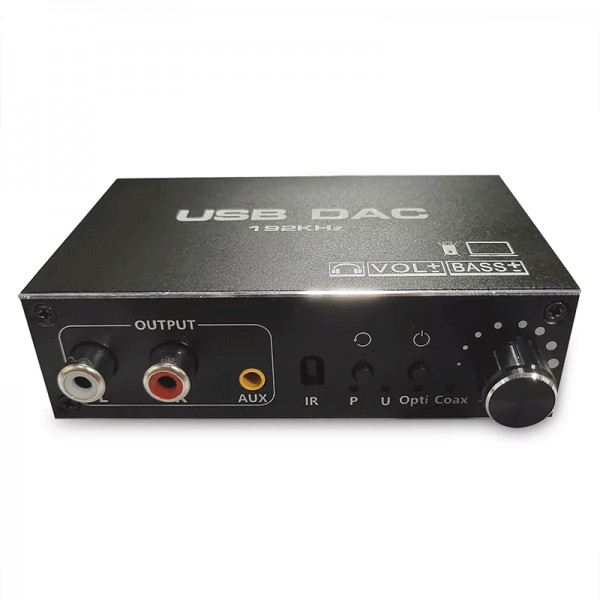 Convertor audio DAC, conversie semnal digital-analog, optical la LR/aux , cu suport USB pentru transmiterea semnalului player-ului catre PC, 192 KHz, negru - 2 | YEO