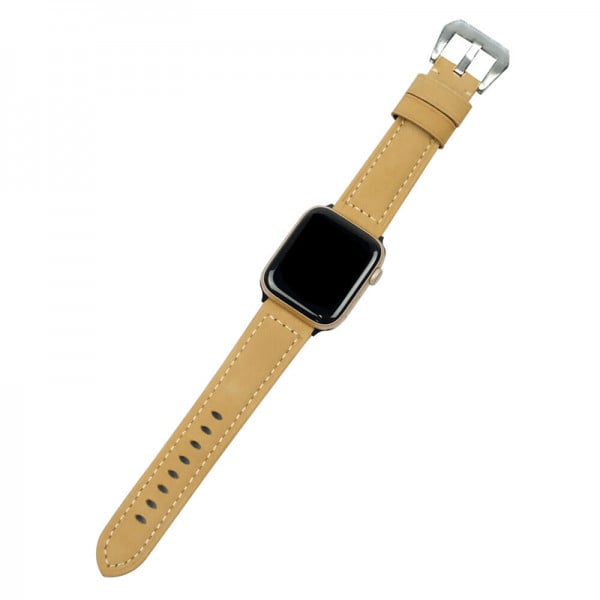 Curea Apple Watch Ultra/ 3 / 4 / 5 / 6 / 7 / 8 / SE series 42 / 44 / 45 / 49 mm, piele, maro galbui - 2 | YEO