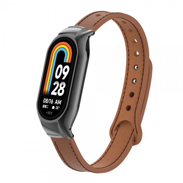 Curea din piele pentru bratara smartwatch Xiaomi Mi Band 7, maro