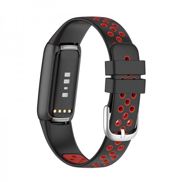 Curea sport din silicon model dual color pentru Fitbit Luxe, negru-rosu - 2 | YEO