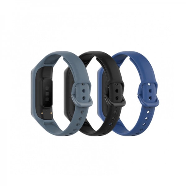 Set 3 curele din silicon, pentru bratara smart Samsung Galaxy Fit 2 SM-R220, gri, negru, albastru - 1 | YEO