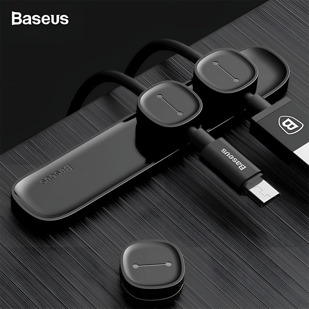 Baseus Organizator cabluri magnetic cu autoadeziv pentru birou, 3 spatii, negru - 2 | YEO