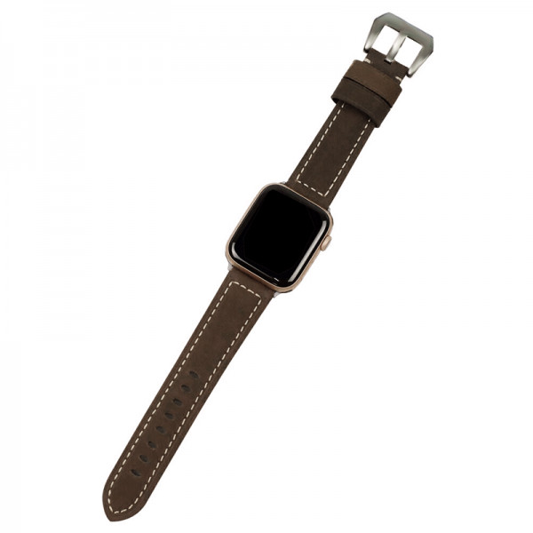 Curea Apple Watch Ultra/ 3 / 4 / 5 / 6 / 7 / 8 / SE series 42 / 44 / 45 / 49 mm, piele, maro inchis - 2 | YEO