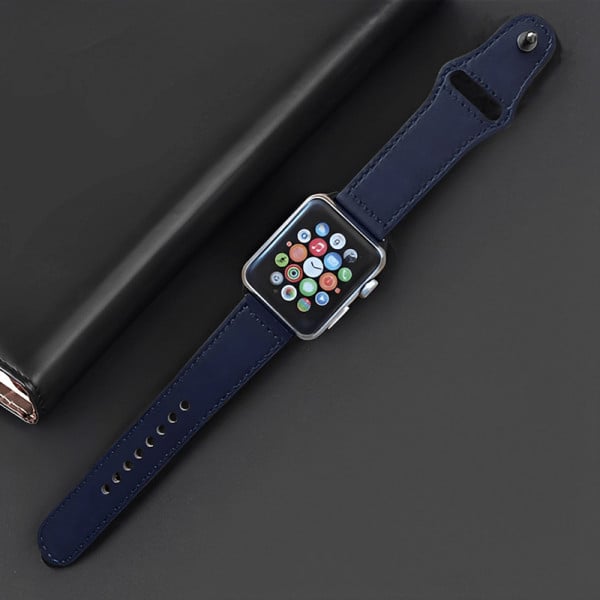 Curea Apple Watch Ultra/ 3 / 4 / 5 / 6 / 7 / 8 / SE series 42 / 44 / 45 / 49 mm, piele, albastru - 2 | YEO