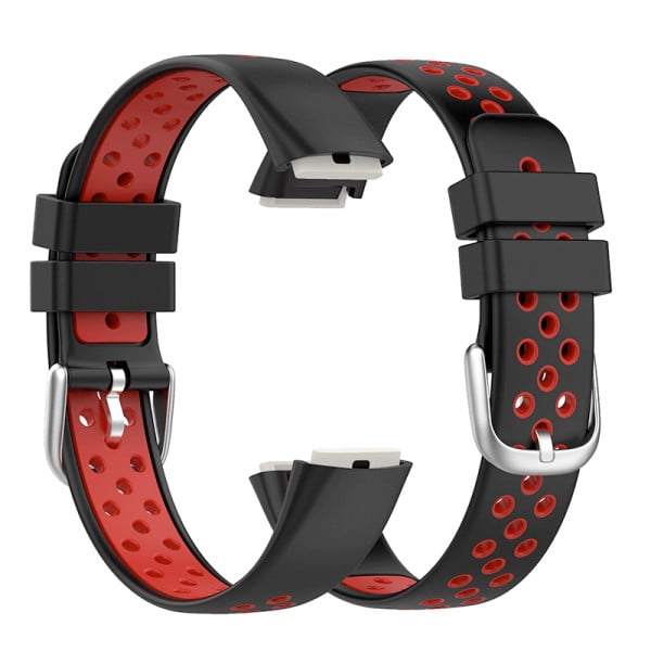 Curea sport din silicon model dual color pentru Fitbit Luxe, negru-rosu - 3 | YEO