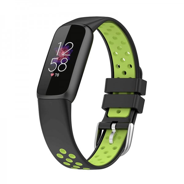 Curea sport din silicon model dual color pentru Fitbit Luxe, negru-verde