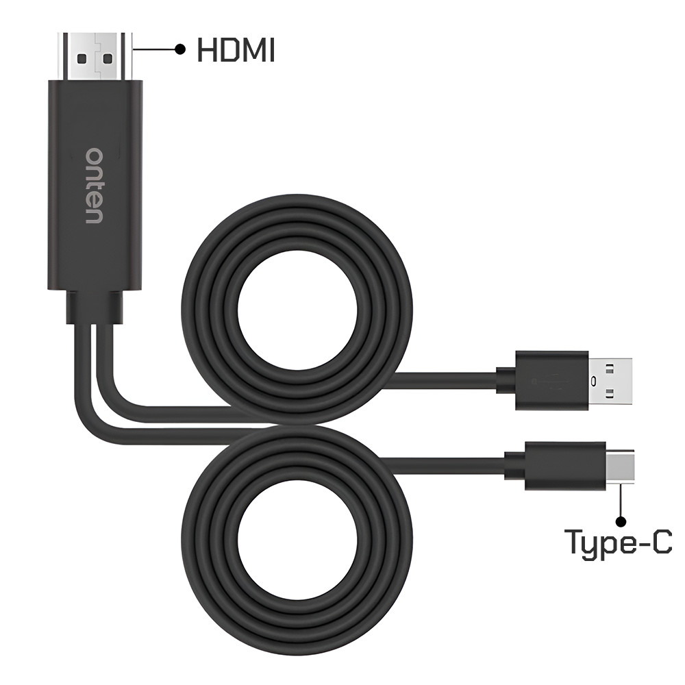 ONTEN Cablu USB C - HDMI, adaptor USB Type-C 3.1 la HDMI 4K@30Hz, cu cablu de incarcare USB, compatibil cu MacBook, iMac, Samsung, HP, ASUS, Huawei, audio/ video, negru - 3 | YEO