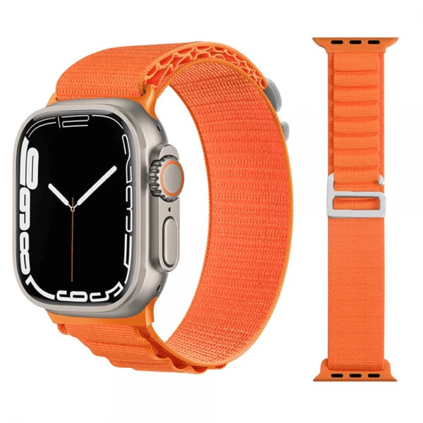 Set 2 curele Apple Watch Ultra/ 3 / 4 / 5 / 6 / 7 / 8 / SE series 42 / 44 / 45 / 49 mm, nylon, crem, portocaliu - 3 | YEO