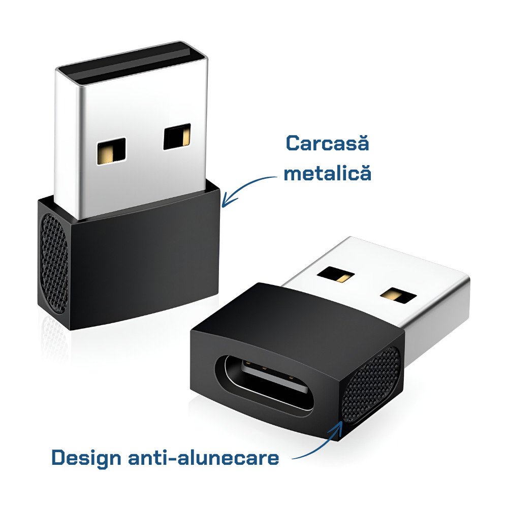 Adaptor USB A 3.1 la USB C, OTG, Negru - 3 | YEO