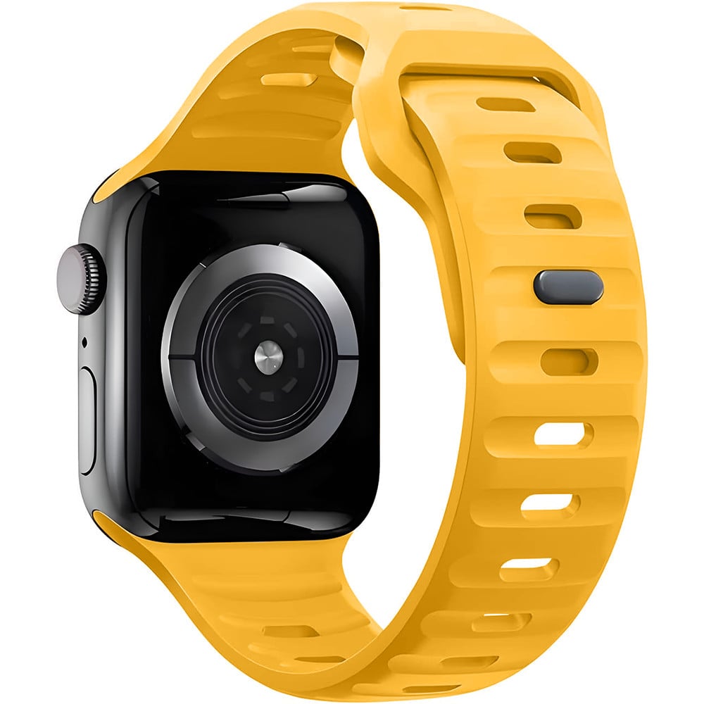 Bermek Curea Apple Watch Ultra, SE, Seriile 3, 4, 5, 6, 7, 8, 9, marimi 38mm/ 40mm/ 41mm, silicon, galben