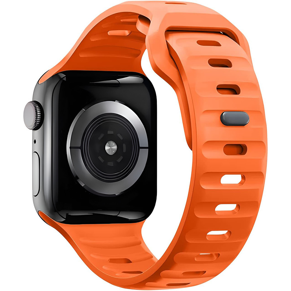 Bermek Curea Apple Watch Ultra, SE, Seriile 3, 4, 5, 6, 7, 8, 9, marimi 42mm/ 44mm/ 45mm/ 49mm, silicon, portocaliu