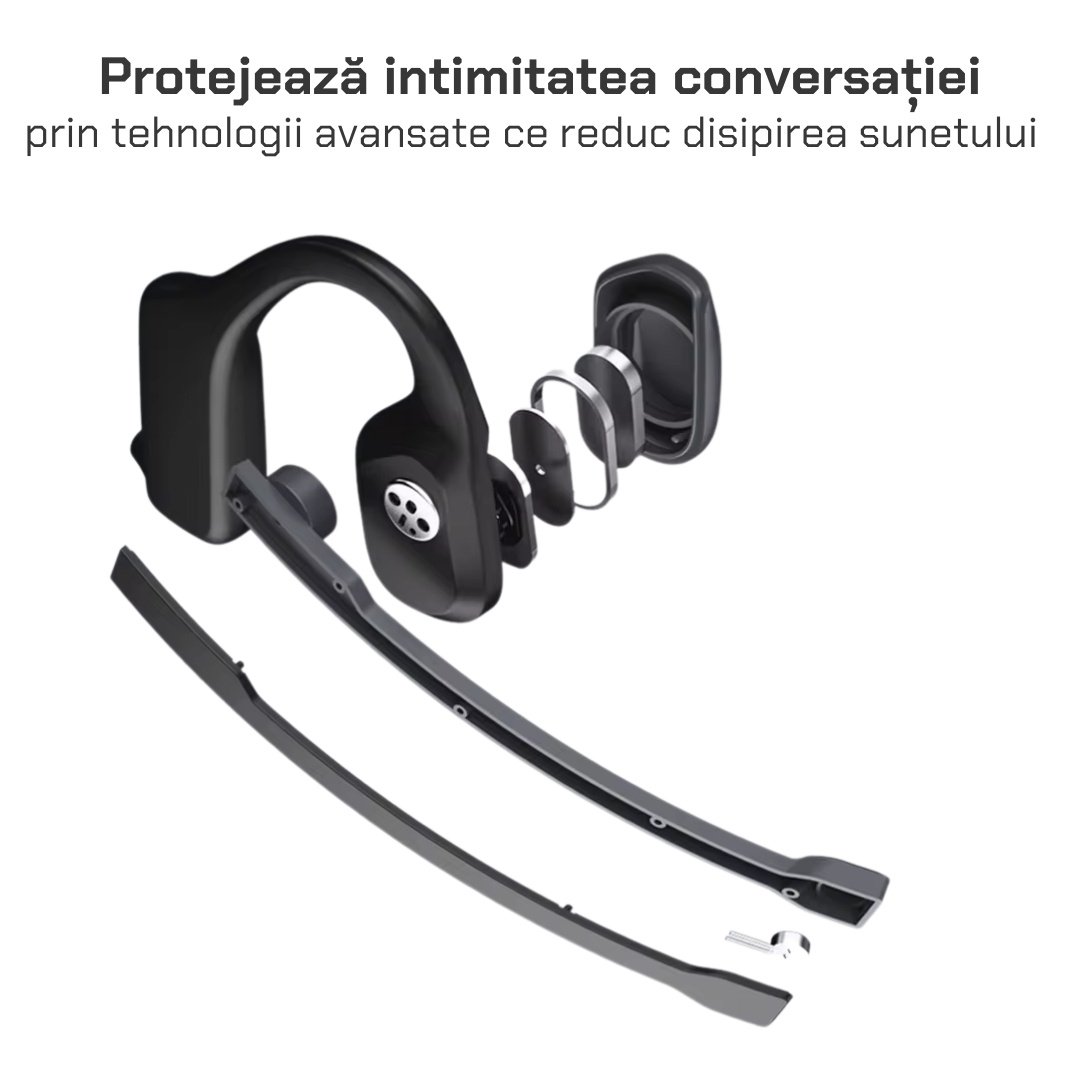 Casti bluetooth Air X3 Open Ear conductie aer, wireless, microfon, anulare zgomot ENC ,rezistent la apa IPX5, conferinte, call center, motociclete, muzica, negru - 1 | YEO