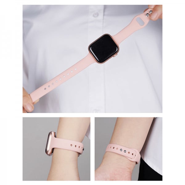 Set 3 curele slim din silicon pentru Apple Watch 1 / 2 / 3 / 4 / 5 38mm / 40mm , galben, roz, lila - 2 | YEO