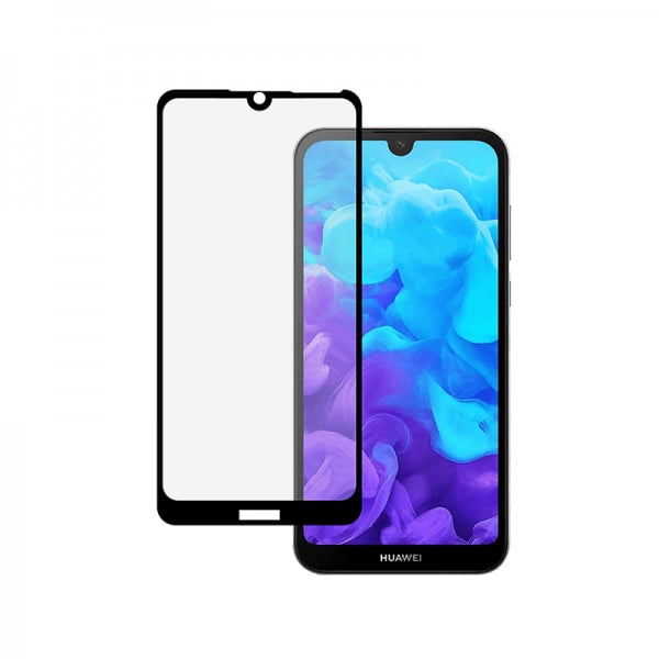 Set protectie 2 in 1 pentru Huawei Y6S 2019 cu husa hybrid antisoc cu stand inel si folie sticla ceramica fullsize si breloc cadou, dark blue - 2 | YEO