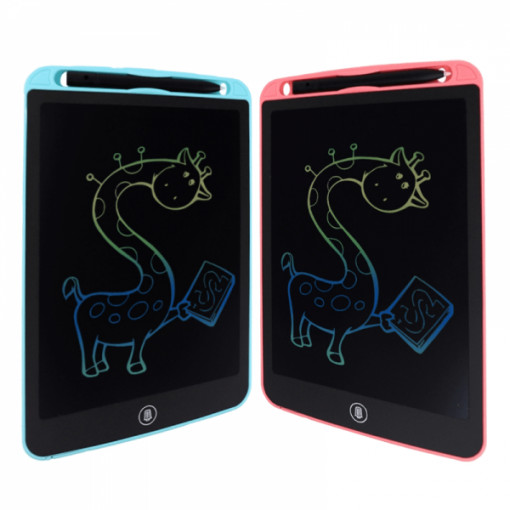 Pachet doua tablete grafice pentru scris si desenat cu Stylus, display LCD multicolor 10 inch, protectie ochi, rezistenta la apa si socuri, roz, albastru