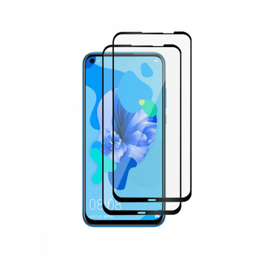 Set 2 folii protectie sticla securizata fullsize pentru Huawei P20 lite 2019 / Nova 5i, negru
