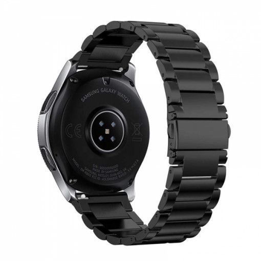Bratara cu zale si telescop QuickRelease universala 22mm din otel inoxidabil pentru Samsung Galaxy Watch 46/ Gear S3, Huawei Watch GT , negru