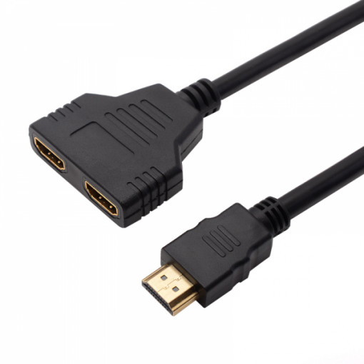 Cablu adaptor splitter HDMI tata la 2 HDMI mama fullHD 1080p, 30cm