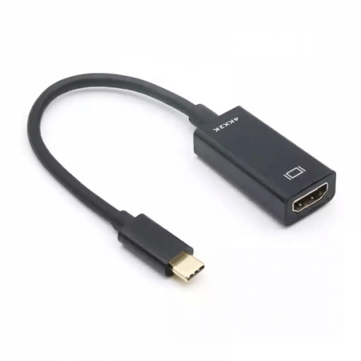 Cablu adaptor USB la HDMI, USB 3.1 Type-C tata la HDMI mama, pentru transfer audio – video, 0.2 m, Negru