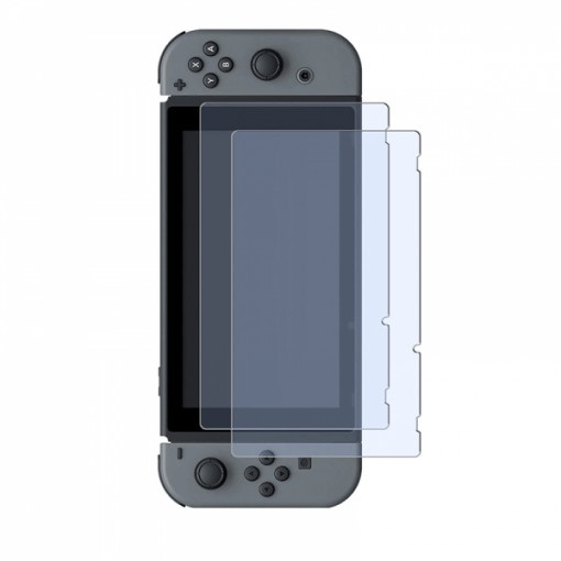 Set 2 folii protectie sticla securizata fullsize pentru Nintendo Switch, negru