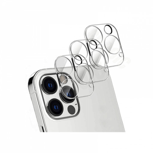 Set 3 folii protectie camera sticla securizata pentru iPhone 12 Pro, transparenta