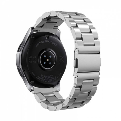 Bratara cu zale si telescop QuickRelease universala 22mm din otel inoxidabil pentru Samsung Galaxy Watch 46/ Gear S3, Huawei Watch GT , argintiu