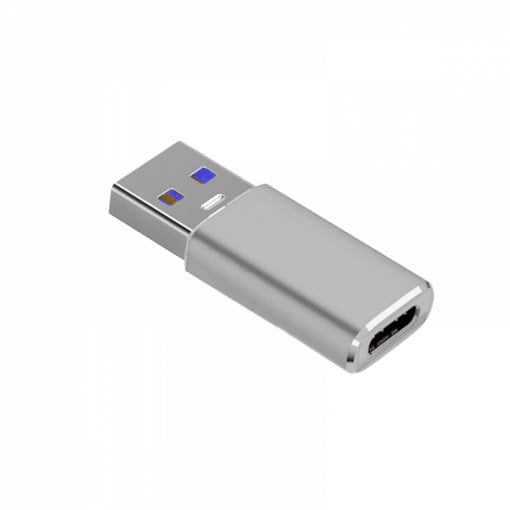 Convertor adaptor OTG USB 3.0 Type A la USB Type-C 3.1 , incarcare si transfer date, bidirectional, argintiu