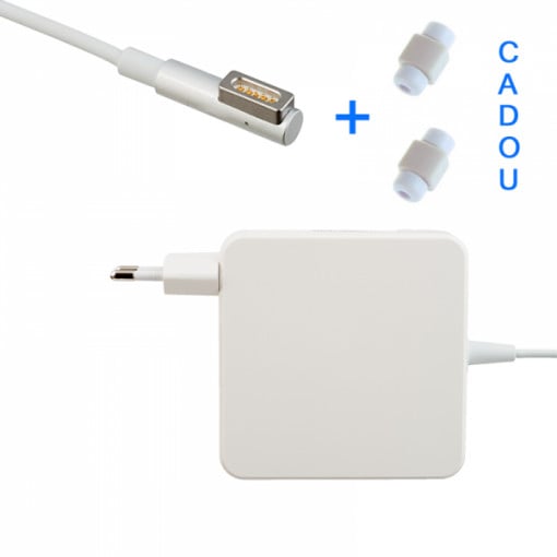 Incarcator adaptor 85W pentru Macbook in forma L, cablu alimentare magnetic si mufa MagSafe 1, 1.8 m + 2 protectii de cablu cadou, alb