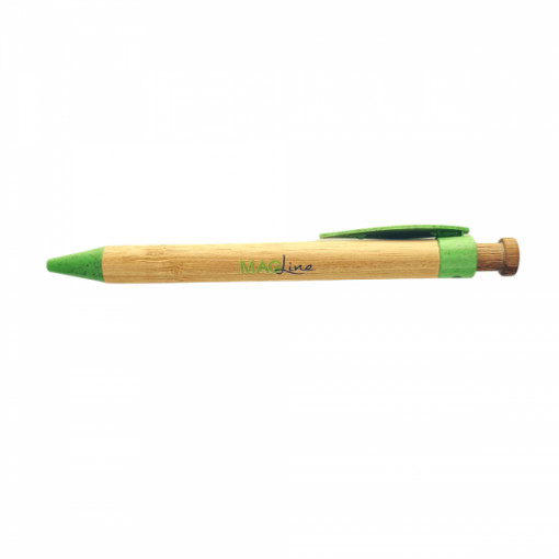 Pix Eco din lemn de bambus si fibra de grau, Magline, cu bila, cu care scrii frumos, albastru