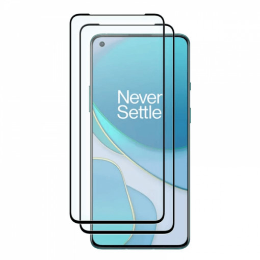 Set 2 folii protectie sticla securizata fullsize pentru OnePlus 8T , negru