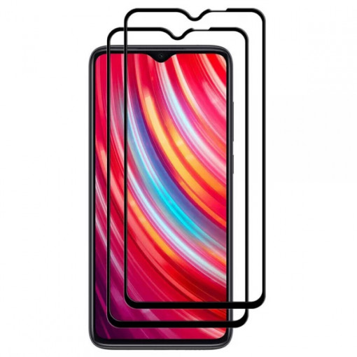 Set 2 folii protectie sticla securizata fullsize pentru Xiaomi Redmi 9A / 9C / 9C NFC, negru