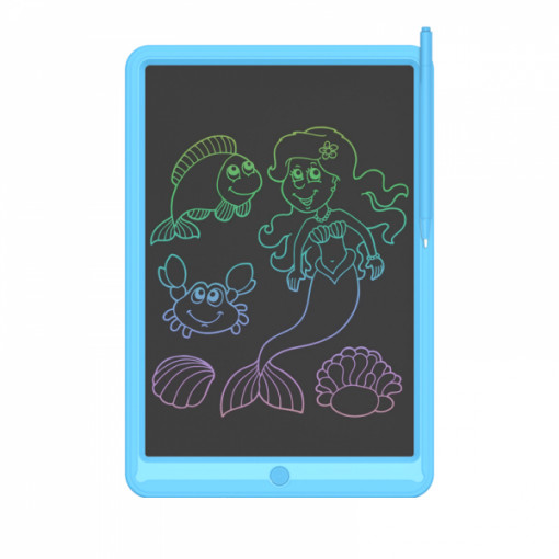 Tableta grafica pentru scris si desenat cu Stylus, display LCD multicolor 13 inch, protectie ochi, rezistenta la apa si socuri, albastru