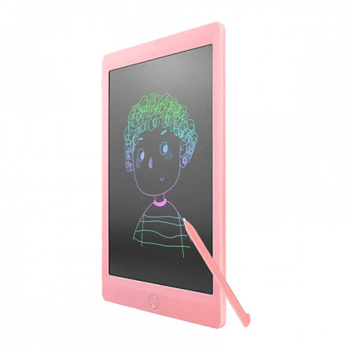 Tableta grafica pentru scris si desenat cu Stylus, display LCD multicolor 10 inch, protectie ochi, rezistenta la apa si socuri, roz