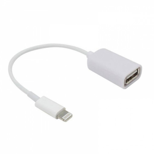 Cablu adaptor OTG USB-lightning 8 pini pentru iphone si ipad, alb