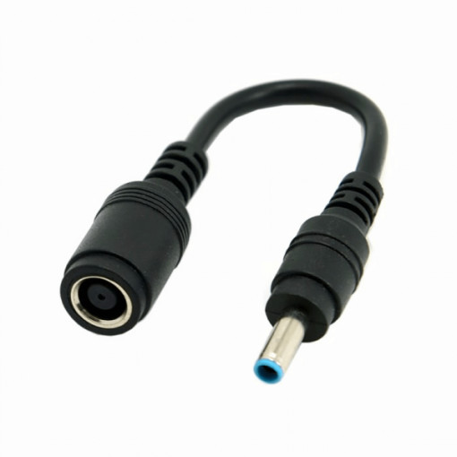 Cablu adaptor pentru incarcator de la 7.4x5mm la 4.5x3mm pentru laptop HP, 3V-24V, 15 cm, negru