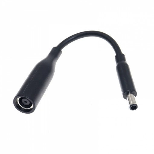 Cablu adaptor pentru incarcator laptop DELL de la 7.4x5 mm la 4.5x3 mm, 15 cm, negru
