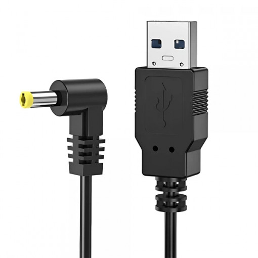 Cablu de alimentare USB A 2.0 la DC 4.0x1.7mm, 5V, 2A, 1m, pentru camere video, laptop, negru
