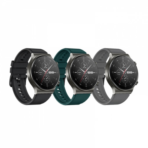 Set 3 curele universale din silicon, 22mm, pentru smartwatch Huawei Watch GT 2/Samsung Gear S3/ Watch 46, negru, verde, gri
