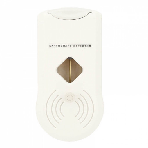 Alarma / senzor cutremur, sensibilitate ajustabila, pornire si oprire automata, detectare unde P, alimentare baterie 9 V, alb
