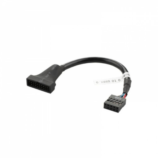 Cablu adaptor USB 3.0 20 pini tata la USB 2.0 9 pini mama pentru placa de baza, 12cm, negru