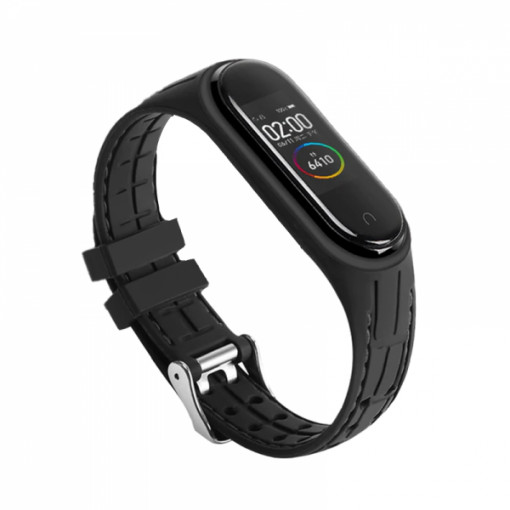 Curea sport din silicon, cu catarama dubla, pentru Xiaomi Mi Band 5/ Band 6, negru