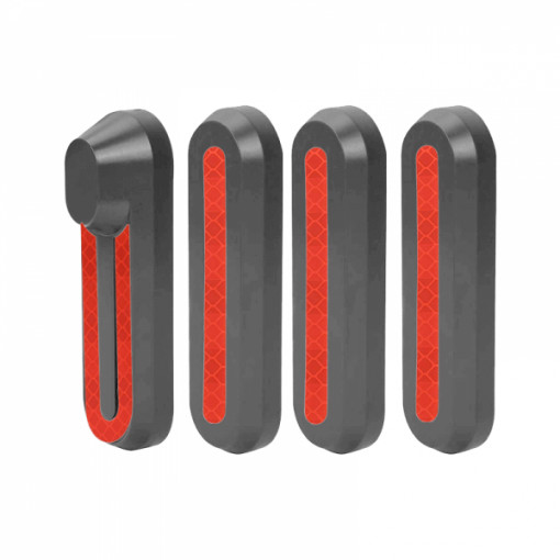 Kit 4 capace de protectie si abtibilduri reflectorizante pentru sistemul de prindere roata fata si spate pentru trotineta electrica Xiaomi Mijia M365/ M365 Pro / 1S / Pro 2 / Mi 3, negru