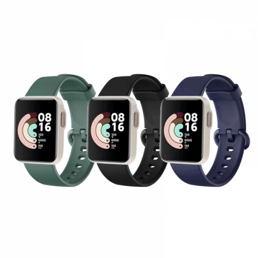 Set 3 curele din silicon pentru smartwatch Xiaomi Redmi Watch / Xiaomi Mi Watch Lite , negru, verde, albastru