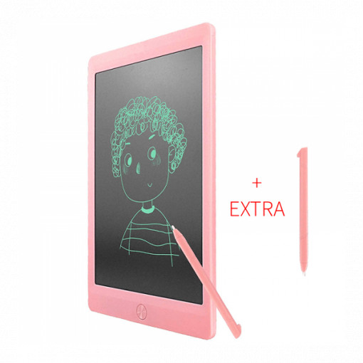 Tableta digitala 10 inch pentru scris si desenat cu ecran LCD+ Extra creion CADOU, roz