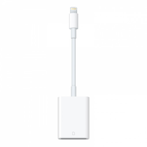 Cablu adaptor cititor card reader cu port Lightning pentru card memorie SD / SDXC, alb