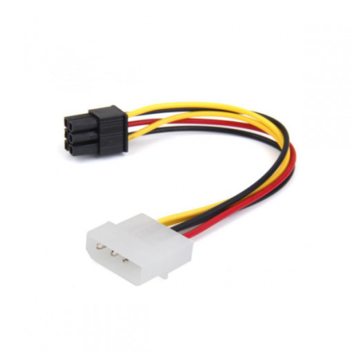 Cablu adaptor de alimentare PCI-E 6 pini tata la MOLEX 4 pini mama, 15cm