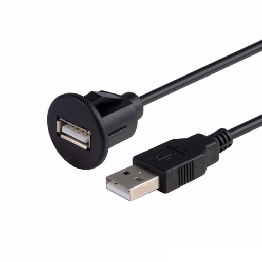 Cablu adaptor extensibil USB 2.0 tata la USB mama, waterproof, cu suport de prindere, 1m, negru