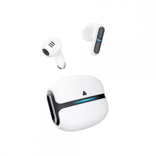Casti wireless pentru muzica/ gaming cu microfon, TG11 Langsdom, Bluetooth 5.3, rezistenta la apa IPX-6, autonomie 6h, carcasa tip power bank 300mAh, alb